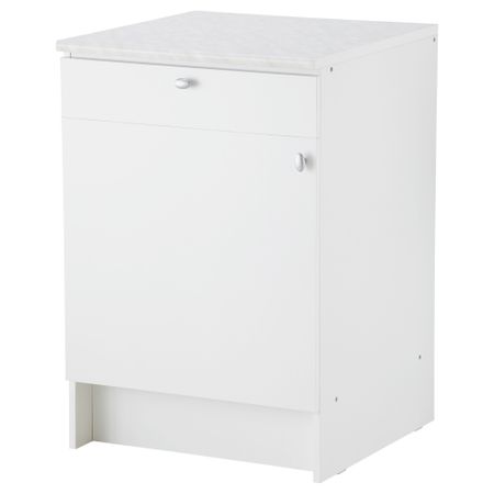 Напольный шкаф с дверью и ящиком АЛЬБРУ, белый (60x89 см)