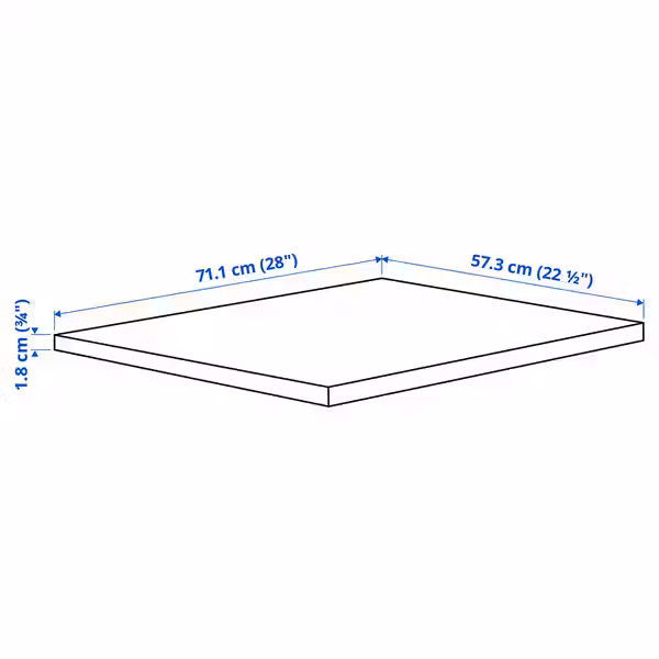 KOMPLEMENT Полка - под беленый дуб 75x58 см - схема-чертеж с размерами