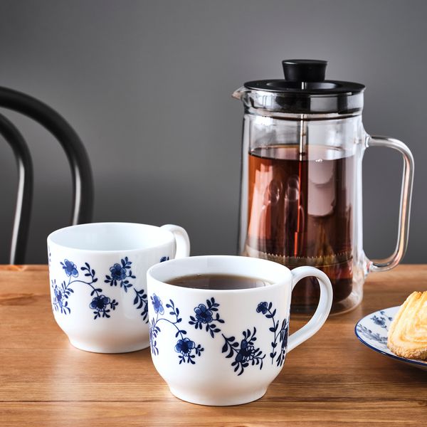 Чашка большая, с рисунком, белый синий, 50 сл IKEA ENTUSIASM ЭНТУЗИАЗМ 305.397.44 - фото 4