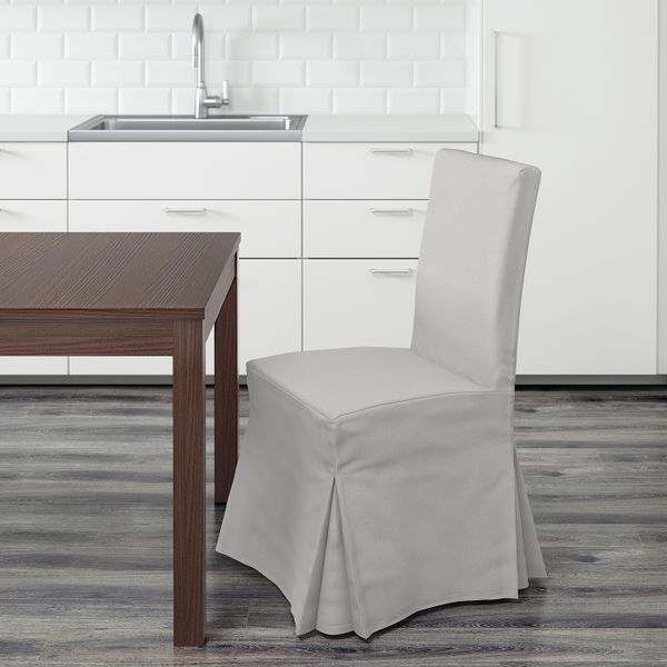 Стул с длинным чехлом, коричневый/Оррста светло-серый IKEA ХЕНРИКСДАЛЬ 592.177.81 - фото 4