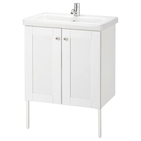 Шкаф под раковину с 2 дверец, Йельсен белый/ПИЛКОН смеситель 64x43x88 см IKEA FISKÅN ФИСКОН / TVÄLLEN ТВЭЛЛЕН 694.304.51