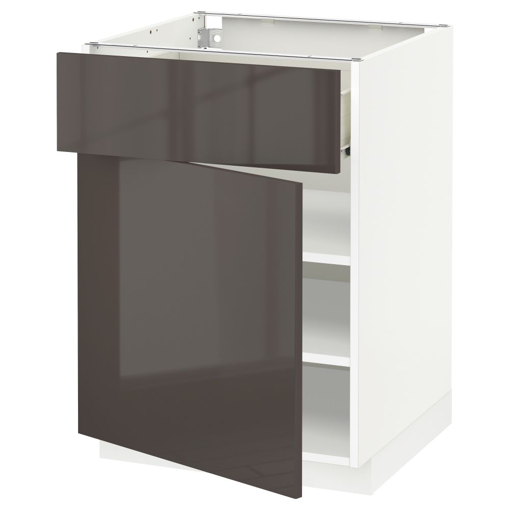 Напольный шкаф с ящиком, дверью МЕТОД / ФОРВАРА, белый, Рингульт серый - схема-чертеж с размерами