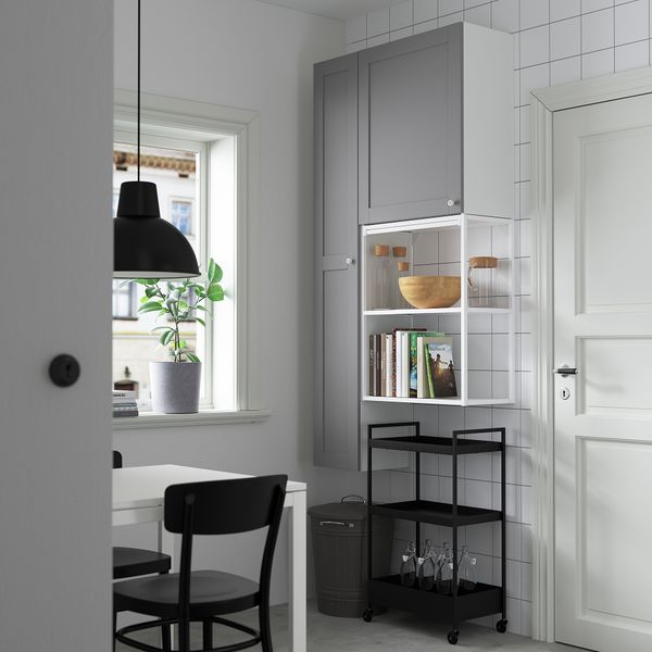 Комбинация для хранения, 90x32x180 см, белый, серый каркас IKEA BEGIVENHET БЕГИВЕНХЕТ 194.802.31 - фото 5