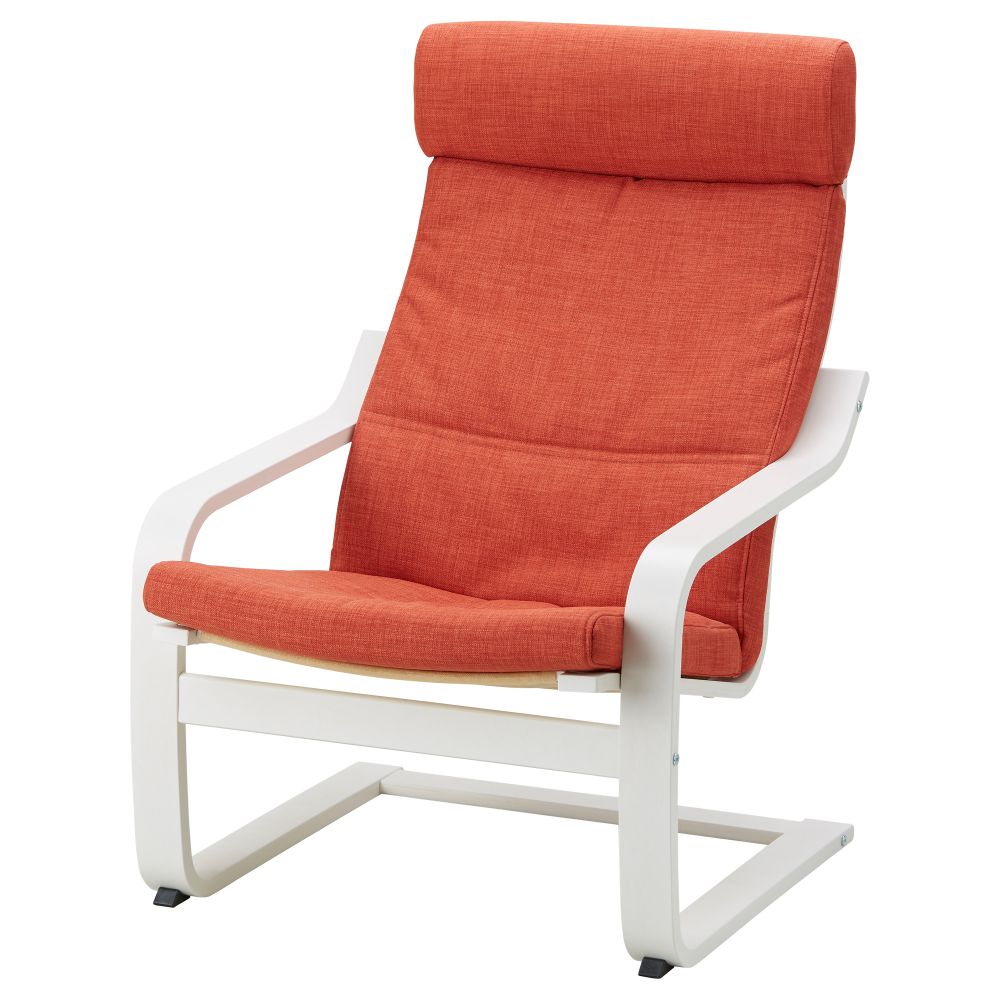 Кресло ПОЭНГ, белый, Шифтебу темно-оранжевый - схема-чертеж с размерами