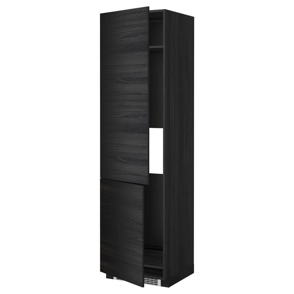 Высокий шкаф для/холод/мороз/2дверцы, черный, Тингсрид черный 60x60x220 см IKEA МЕТОД 192.330.52 - схема-чертеж с размерами