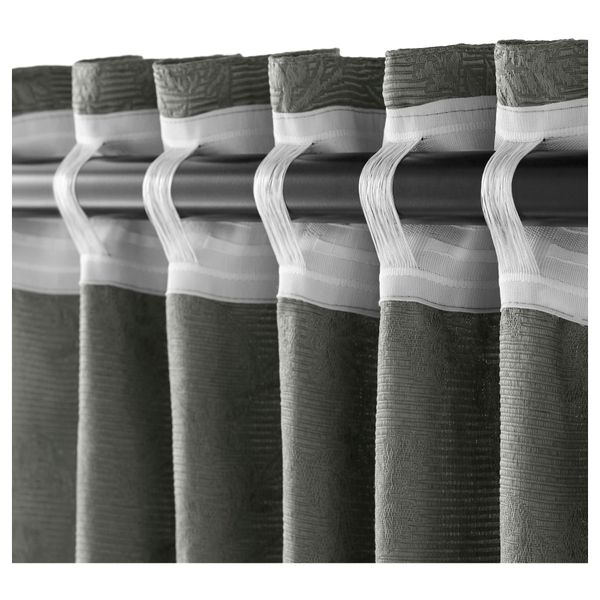 Гардины с прихватом, 1 пара БЛЕКВИВА, серый (145x300 см) - фото 3