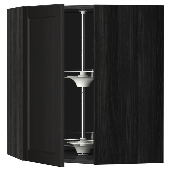 Угловой навесной шкаф с вращающейся секцией МЕТОД, черный, Лаксарби черно-коричневый - схема-чертеж с размерами