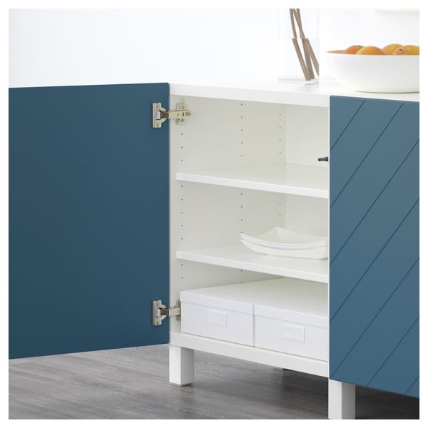 Комбинация для хранения с дверцами БЕСТО, белый, Халлставик темно-синий (180x40x74 см) - схема-чертеж с размерами