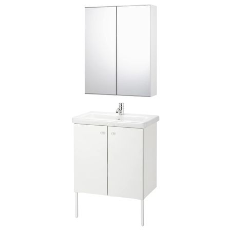 Комплект мебели для ванной,7 предм., белый/ПИЛКОН смеситель 64x43x88 см IKEA FISKÅN ФИСКОН / TVÄLLEN ТВЭЛЛЕН 694.309.03
