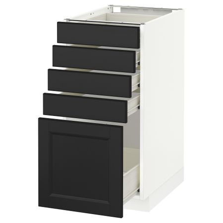 Напольный шкаф с 5 ящиками МЕТОД / ФОРВАРА, белый, Лаксарби черно-коричневый
