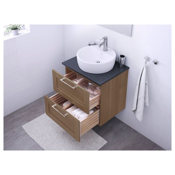 Шкаф п-раковину/столешн45/раковина ГОДМОРГОН/АЛДЕРН / ТОРНВИКЕН, под грецкий орех, черный (62x49x74 см) - схема-чертеж с размерами