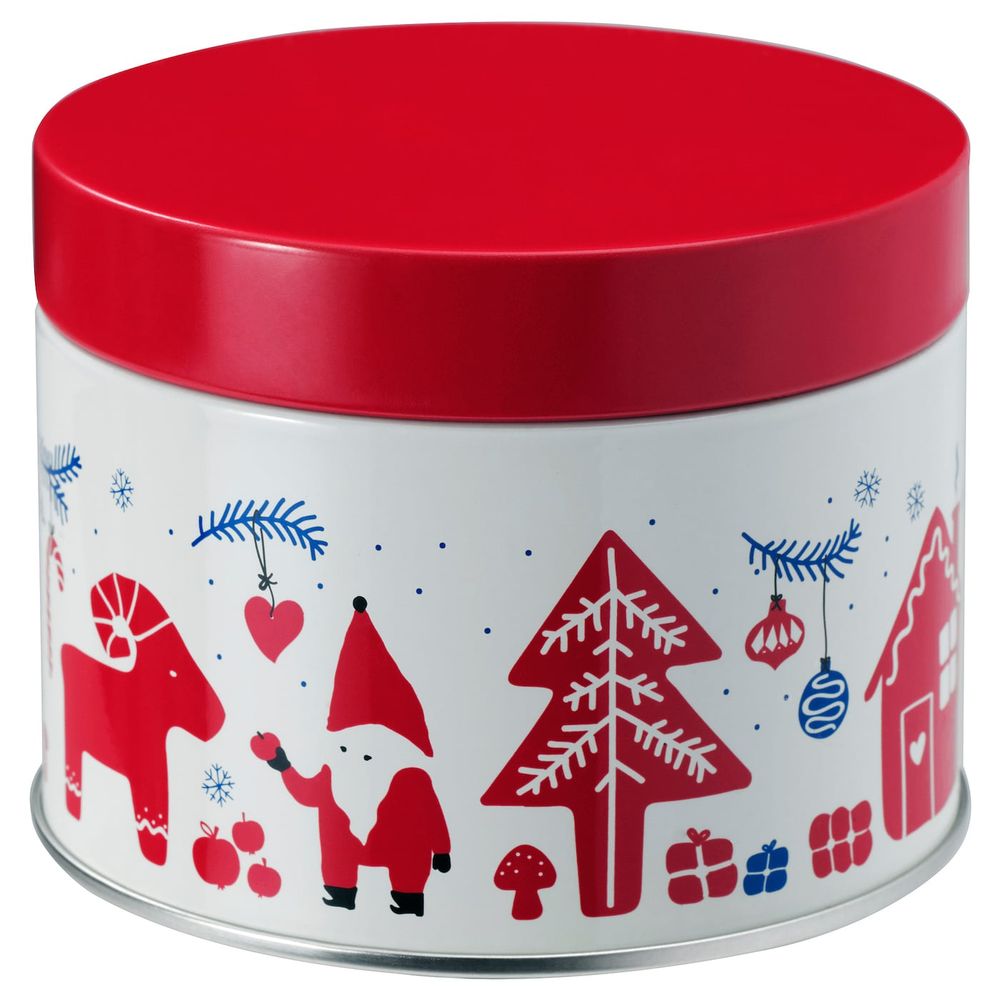 Банка с крышкой, с рисунком белый IKEA ВИНТЕРФЕСТ 204.329.51 - фото 1