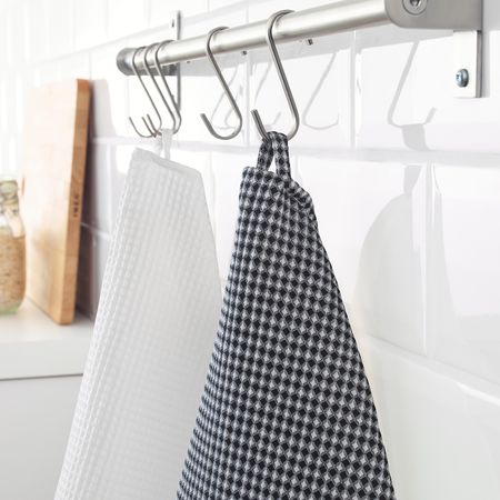 Полотенце кухонное, белый, черный 50x70 см IKEA ТРОЛЛЬПИЛ 703.720.06