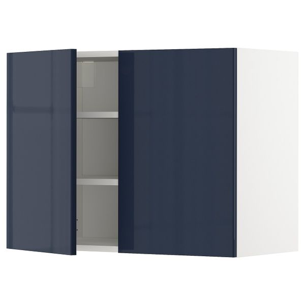 Навесной шкаф с полками/2дверцы, белый/Ерста черно-синий 80x60 см IKEA METOD МЕТОД 792.755.67 - схема-чертеж с размерами
