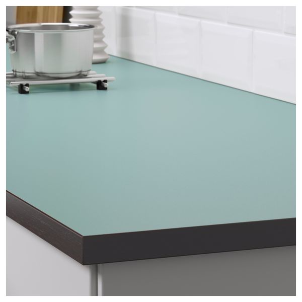 Столешница, двусторонняя ЭКБАККЕН, коричнево-чёрный, светлая бирюза с коричнево-черной окантовкой - фото 5