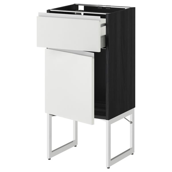 Напольный шкаф с ящиком, дверью МЕТОД / МАКСИМЕРА, черный, Нодста белый - схема-чертеж с размерами