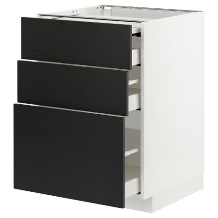 Напольный шкаф с выдвижной панелью, 3 ящиками, 60x60 cm IKEA METOD МЕТОД, MAXIMERA МАКСИМЕРА 894.338.25