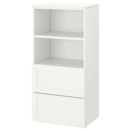 Стеллаж, белый с рамой/с 2 ящиками 60x42x123 см IKEA SMÅSTAD СМОСТАД / OPPHUS ОПХУС 094.209.40