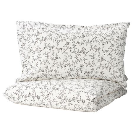 Пододеяльник и 1 наволочка, белый, темно-серый 150x200/50x70 см IKEA KOPPARRANKA КОППАРРАНКА 004.496.84