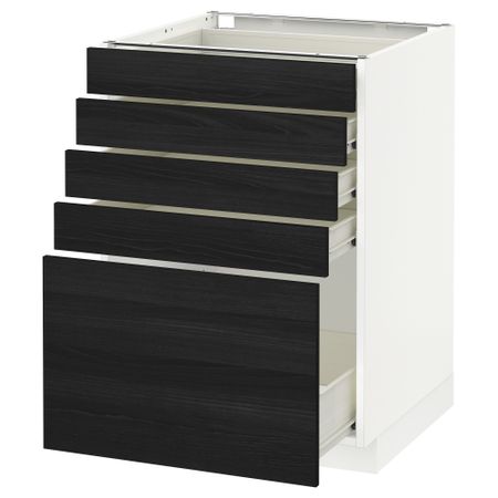 Напольный шкаф с 5 ящиками МЕТОД / ФОРВАРА, белый, Тингсрид черный