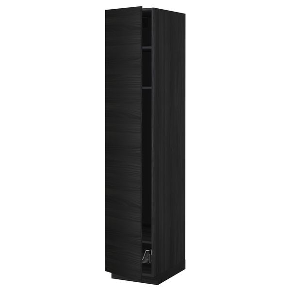 Высокий шкаф с полками, проволочной корзиной МЕТОД, черный, Тингсрид черный - схема-чертеж с размерами