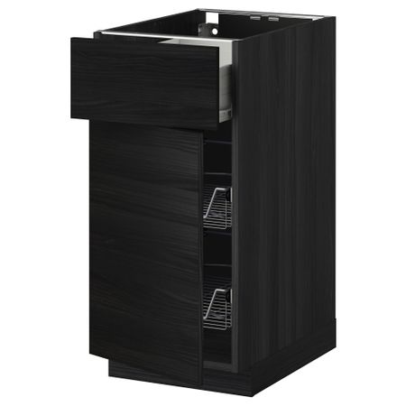 Напольный шкаф с проволочной корзиной, ящиком, дверью МЕТОД / ФОРВАРА, черный, Тингсрид черный