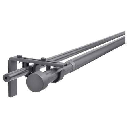 Двойной гардинный карниз/комбинация, серебристый 210-385 см IKEA HUGAD ХУГАД / RÄCKA РЭККА 993.262.31