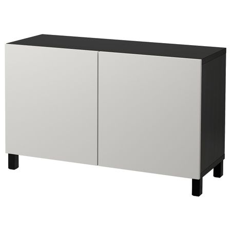 Комбинация для хранения с дверцами, черно-коричневый/Лаппвикен светло-серый 120x40x74 см IKEA БЕСТО 792.466.45