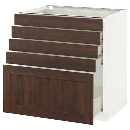 Напольный шкаф с 5 ящиками МЕТОД / ФОРВАРА, белый, Эдсерум коричневый