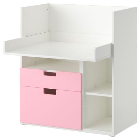 Столик для игр с 2 ящиками СТУВА, белый, розовый (90x79x102 см)