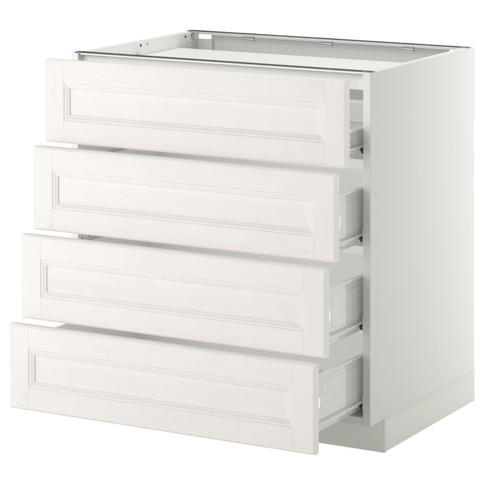 Напольный шкаф, 4 фронтальных панели, 4 ящика МЕТОД / ФОРВАРА, белый, Лаксарби белый - схема-чертеж с размерами