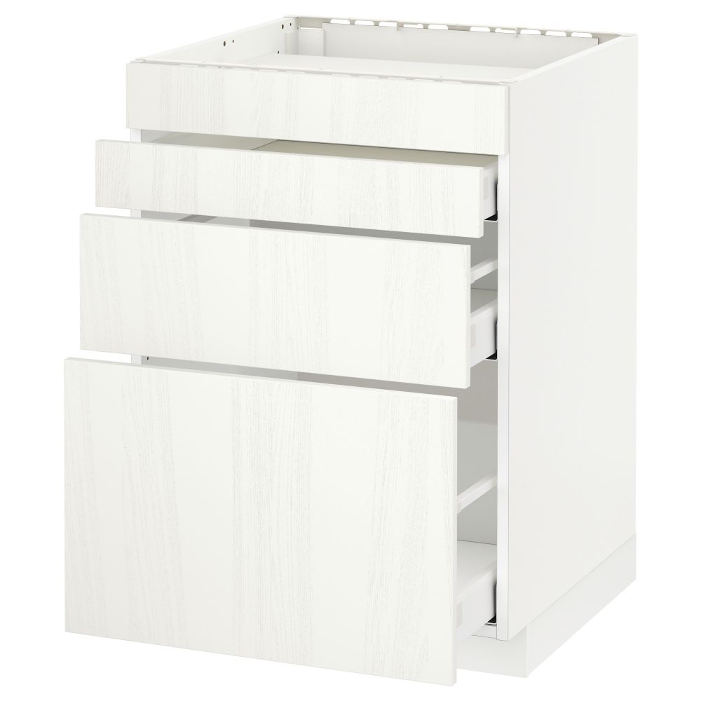 Напольный шкаф для духовки, 4фасада, 3 ящика МЕТОД / МАКСИМЕРА, белый, Росдаль белый - схема-чертеж с размерами