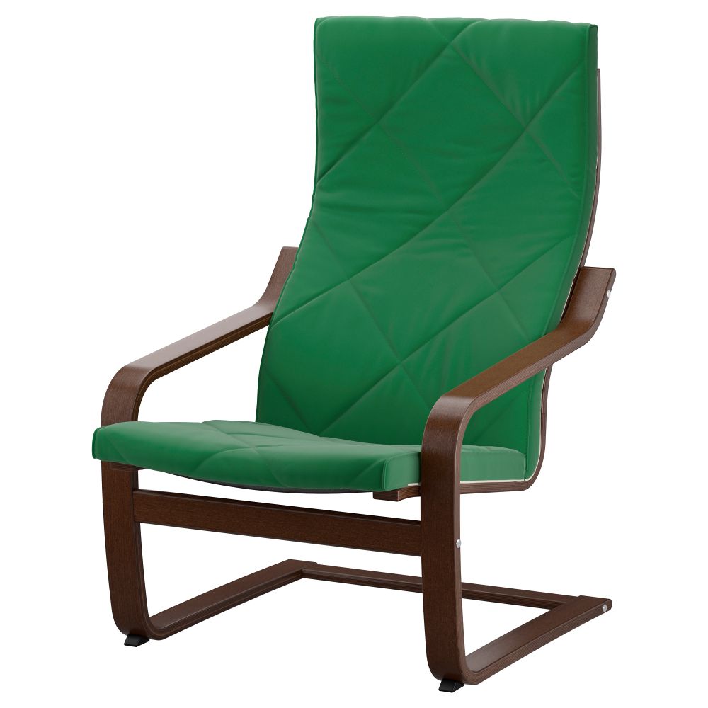 Кресло ПОЭНГ, классический коричневый, Сандбакка зеленый - фото 1