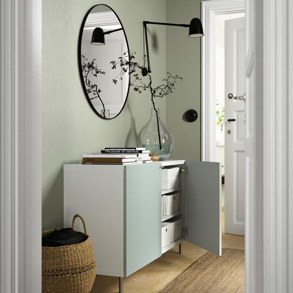 Комбинация для хранения с дверцами, белый/ХЁРТВИКЕН/ОСАРП бледный серо-зеленый 120x42x74 см IKEA BESTÅ БЕСТО 894.353.15 - фото 2