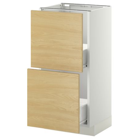 Напольный шкаф с 2 ящиками МЕТОД / ФОРВАРА, белый, Тингсрид береза