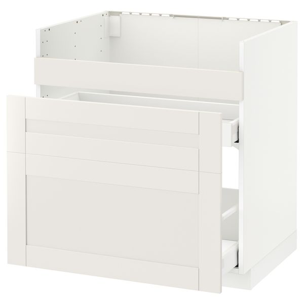 Напольный шкаф под мойку ДУМШЁ, 3 фасада, 2 ящика МЕТОД / МАКСИМЕРА, белый, Сэведаль белый - схема-чертеж с размерами