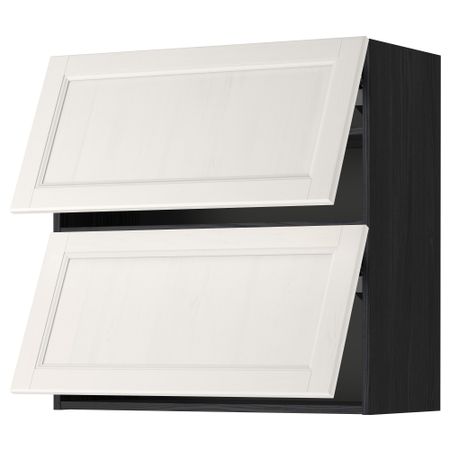 Навесной шкаф, 2 дверцы, горизонтальный МЕТОД, черный, Лаксарби белый