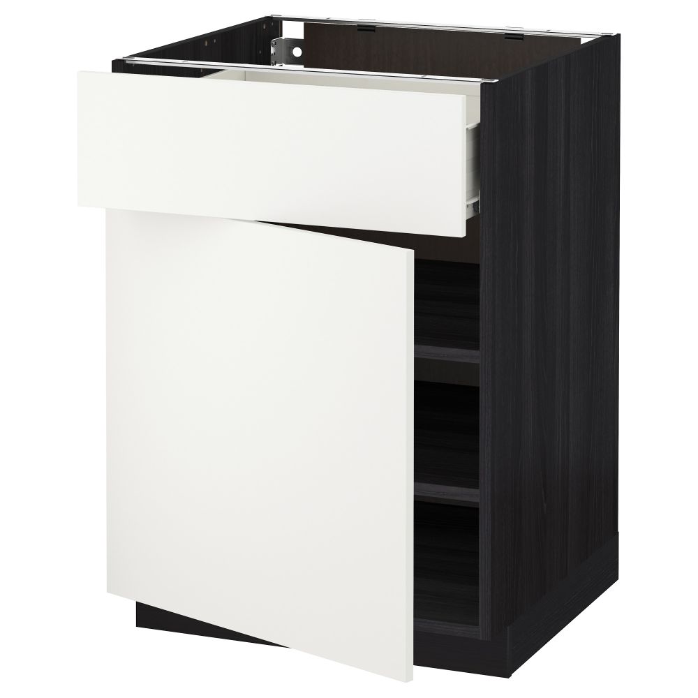 Напольный шкаф с ящиком, дверью МЕТОД / ФОРВАРА, черный, Хэггеби белый - схема-чертеж с размерами