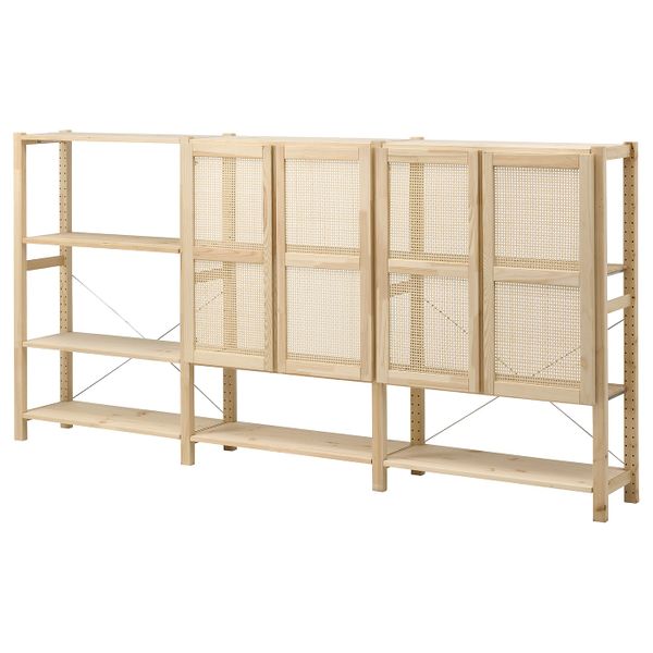 Стеллаж с дверцами, сосна 259x30x124 см IKEA IVAR ИВАР 593.958.01 - фото 1