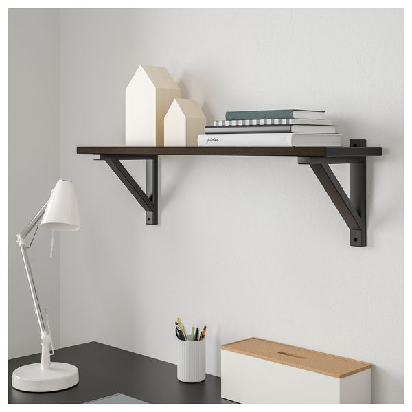 Полка навесная ЭКБИ ХЕМНЭС / ЭКБИ ВАЛЬТЕР, черно-коричневый, черный (79x19 см) - фото 4