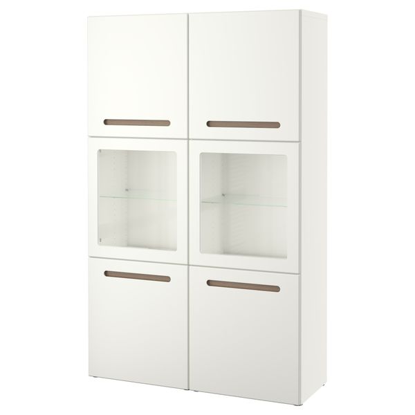 Комбинация для хранения со стеклянными дверцами БЕСТО, Марвикен белый прозрачное стекло (120x40x192 см) - фото 1