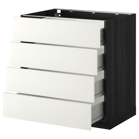 Напольный шкаф 4 фронтальных панели, 4 ящика МЕТОД / ФОРВАРА, черный, Хэггеби белый