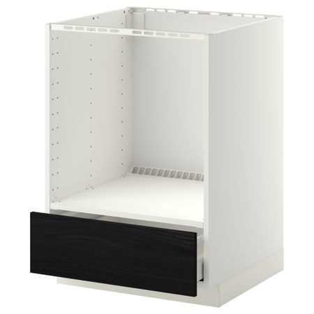 Напольный шкаф для духовки, с ящиком МЕТОД / МАКСИМЕРА, белый, Тингсрид черный (60x60 см)