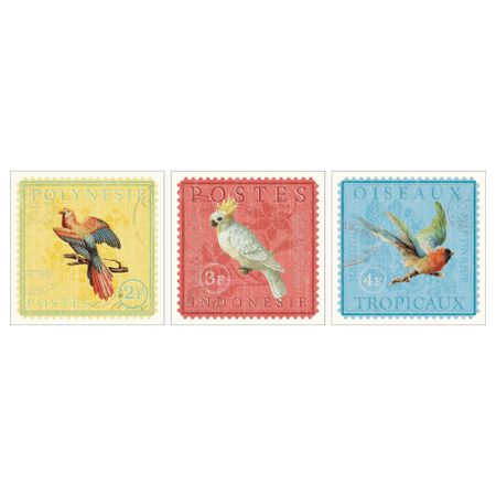 Картина, 3 шт ПЬЕТТЕРИД, экзотические птицы (30x30 см)