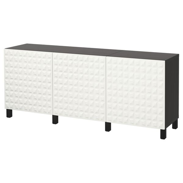 Комбинация для хранения с дверцами БЕСТО, черно-коричневый, Дьюпвикен белый (180x40x74 см) - фото 1