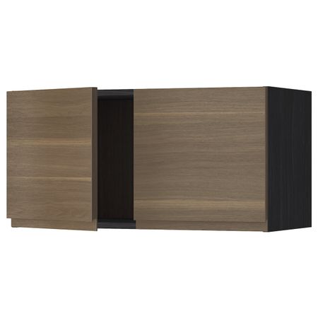 Навесной шкаф с 2 дверями, черный/Воксторп грецкий орех 80x40 см IKEA МЕТОД 092.247.79