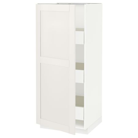Высокий шкаф с ящиками МЕТОД / ФОРВАРА, белый, Сэведаль белый (60x60x140 см)