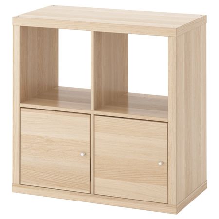 Стеллаж с дверцами, под беленый дуб 77x77 см IKEA KALLAX КАЛЛАКС 793.880.22
