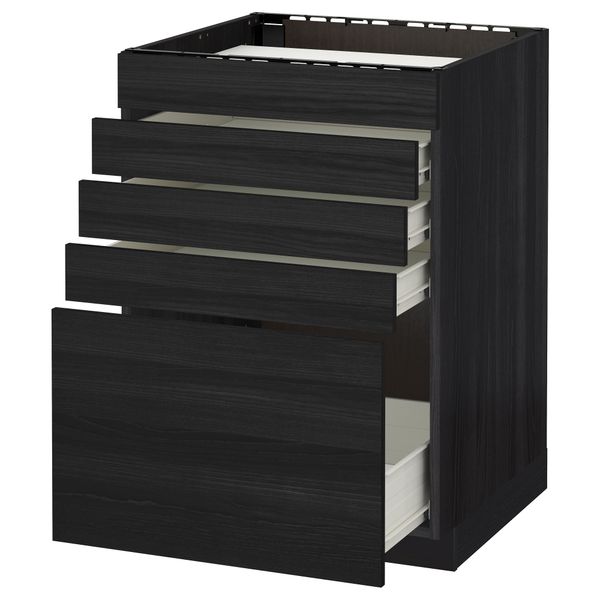 Напольный шкаф для варочной панели, 5 фасадов, 4 ящиков МЕТОД / ФОРВАРА, черный, Тингсрид черный - схема-чертеж с размерами