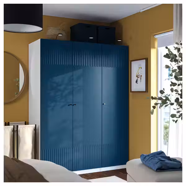 PAX / FYRUDDEN Гардероб, комбинация - белый/синий 150x60x201 см - фото 2